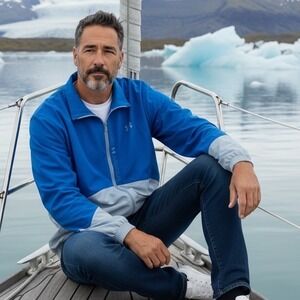 Under Armour Mens XL Blue Grey Colorblock Full Zip Windbreaker Jacket Loose Fit